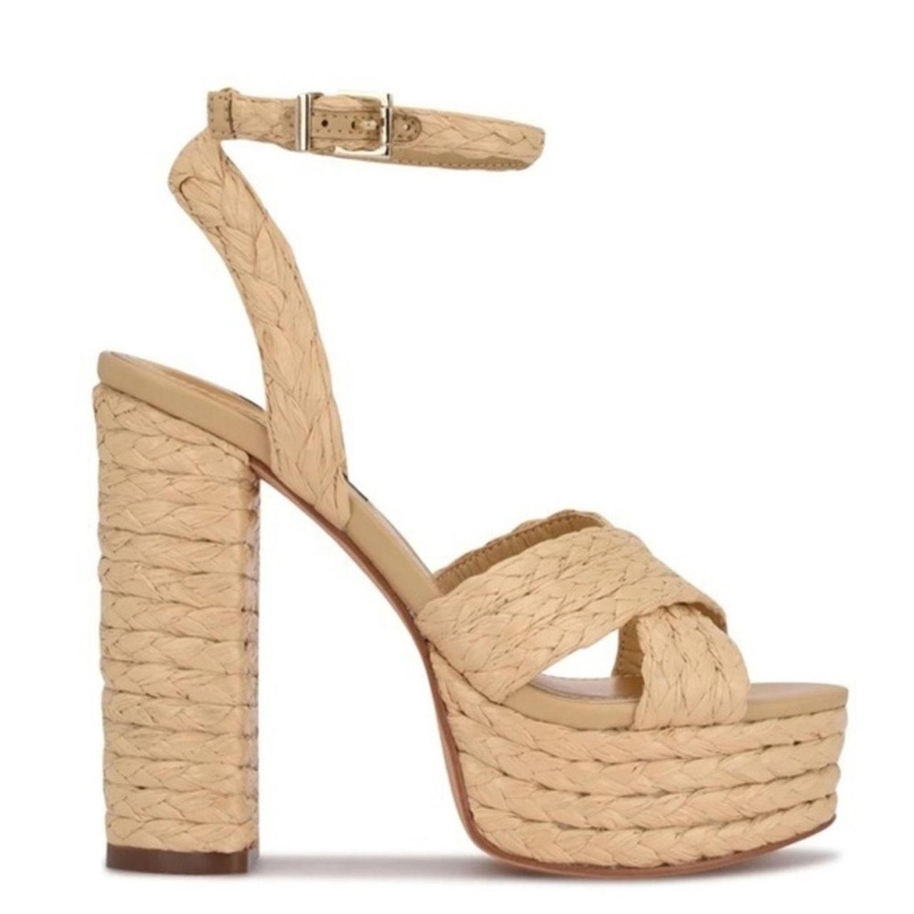 Nine West Tan Braided Platform Heels